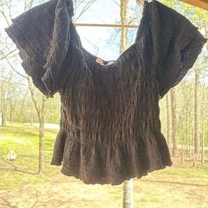 Black Smocked Women's Top